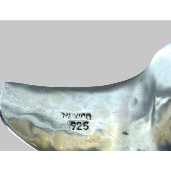 Hammered 925 Silver Bracelet Wave Bone Cuff Raised Wrist Mexico Modernist Boho - Picture 8 of 12